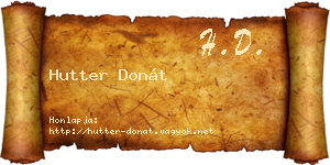 Hutter Donát névjegykártya